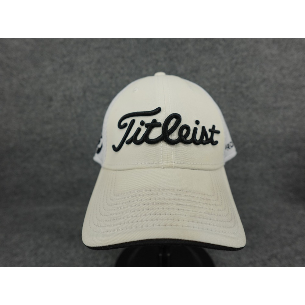 Titleist‎ Golf Hat Mens Medium-Large Cream White Mesh Back Pro V1 FootJoy